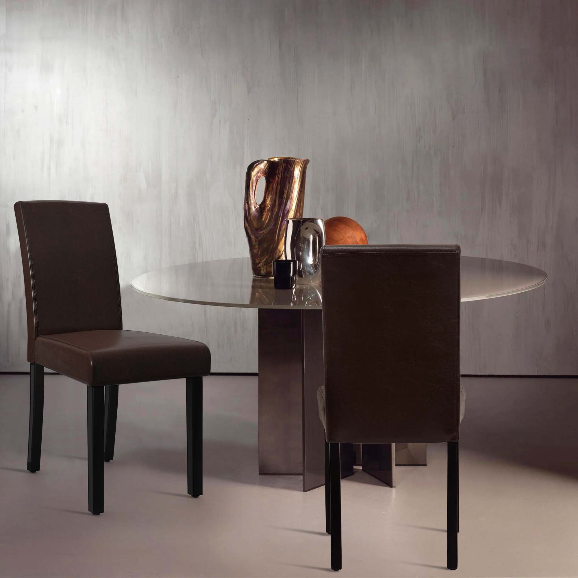 PU Dining Chairs Set of 2 Large Dining Chair with Wood Legs,Brown