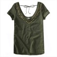 thumbnail image 1 of Aeropostale - Camiseta gráfica con cuentas y cuello en V para mujer, verde, talla mediana, 1 of 1