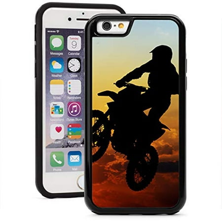 Shockproof Impact Hard Soft Case Cover for Apple iPhone Dirt MX Bike Motorcycle Motocross (Black, for Apple iPhone 7 / iPhone