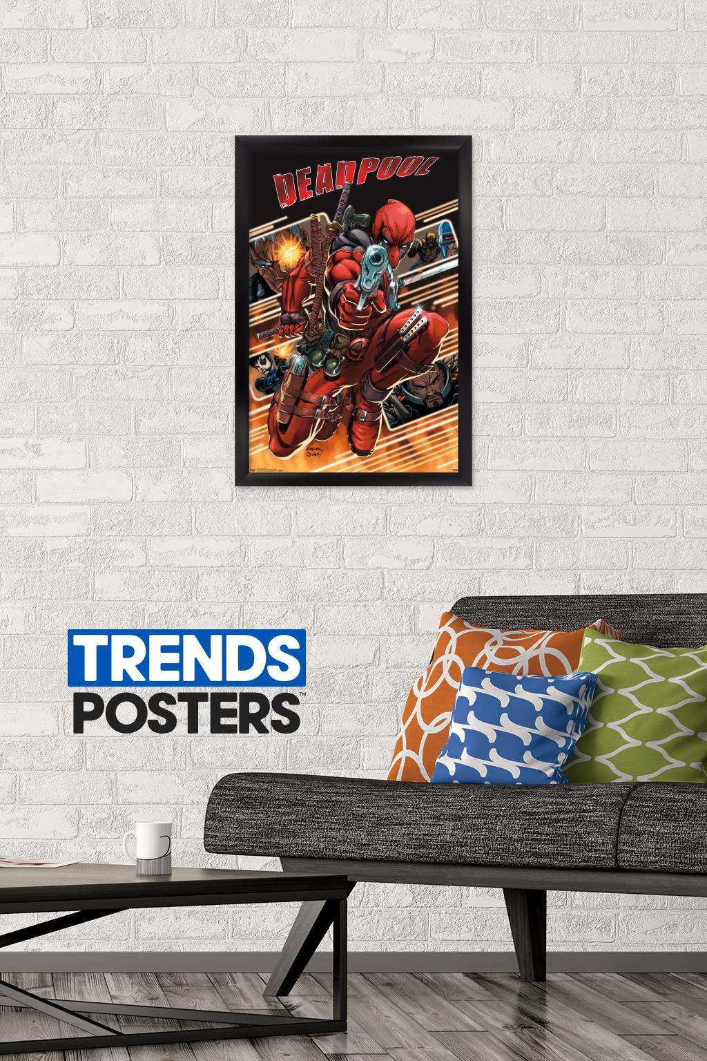 Marvel Comics - Deadpool - Attack Collage Wall Poster, 14.725" x 22.375", Framed
