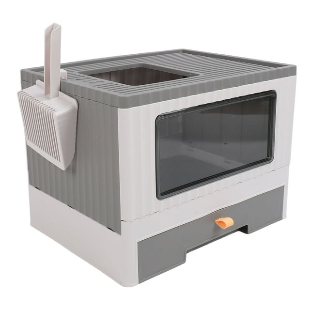 Enclosed Cat Litter Box, Top Entry Cat Litter Tray with Scoop, Drawer Type Enclosed Cat Pan, Prevent Splashing Cat Litter Pan, Cat Toilet Box, Kitty Litter Washroom for Cat
