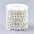 thumbnail image 2 of 1roll ABS Plastic Imitation Pearl Beaded Trim Garland Strand Great for Door Curtain Wedding Decoration Material Flower Creamy White 10x3mm 10yards/roll, 2 of 3