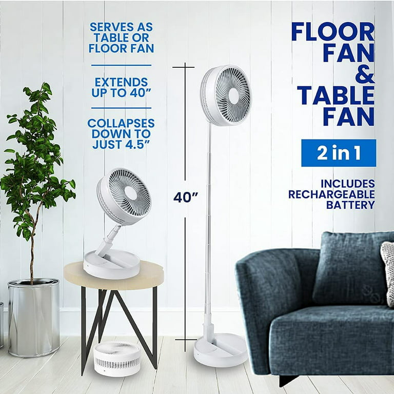 My Foldaway Fan 2in1 Floor and Table Fan Foldable and Portable Rechargeable  Fan Up to 40 in. New 