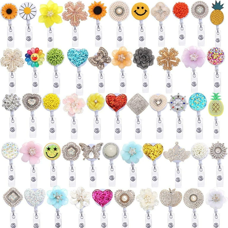 Badge Reel Retractable Badge Holder with Alligator Clip,Nurse Cute Badge  Clip for ID Card Holders,24Wire Cord (Pack of 15 Randomly) 