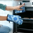 thumbnail image 2 of Blue Burst Pattern Kitchen Oven Mitt and Pot Holder Sets 2 Pcs for Baking, Cooking and Grilling, Heat Resistant Up To 392 °F, 2 of 7