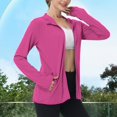 thumbnail image 2 of Vinsonshop Women's Fishing Sun Hoodie UPF 50+ Lightweight Long Sleeve Jacket Sun Protection Shirt Quick Dry Breathable Hot Pink L, 2 of 8