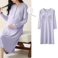 thumbnail image 2 of WUANDIXFA Robes de Maternité pour Mariage Pyjamas de Maternité Allaitement Coton Manches Longues Robe à Ouverture devant Vêtements de Maison Pyjamas Prénatal Post-Partum Violet,TG, 2 of 4
