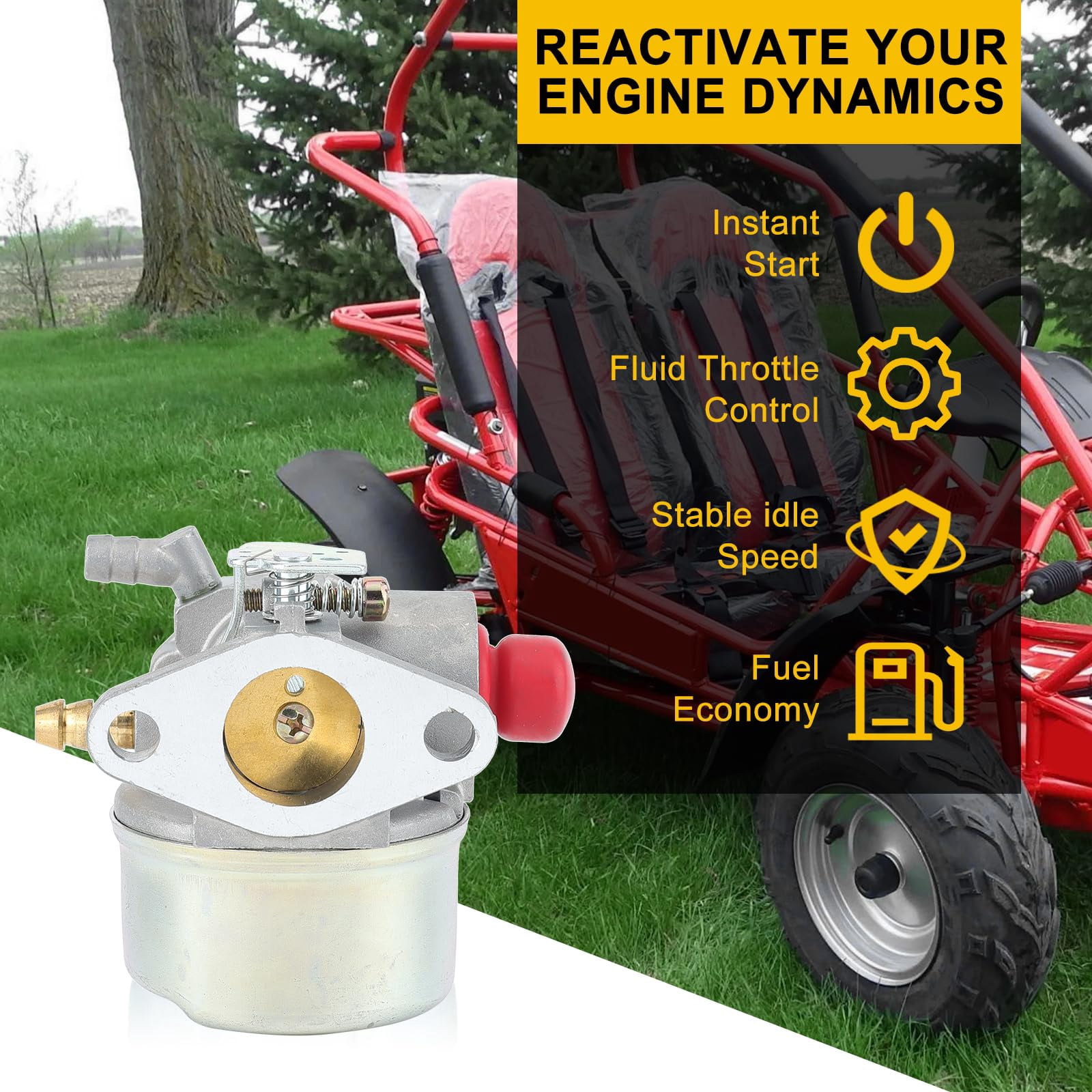 OHH60 OHH55 Carburetor Kit for Tecumesh 6.5HP 5.5HP 5HP OH195EA OHH65 OHH50 OHH55 OHH60 Engine Lawn Mower Carburetor Parts Replace 640004 640025 640014 640017 Tecumesh Carb
