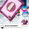 thumbnail image 3 of ELEHOLD 3-Layer Shockproof Case For iPad 8th/7th Generation, Rugged Cover with 360° Rotating Kickstand, Wrist Strap, Detachable Shoulder Strap, Pencil Holder, Rose+Pink, 3 of 7