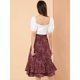 thumbnail image 5 of Falmidi fluicon dobladillo con volantes escalonados y cintuelástiestampapamujer Vino Tinto-Floral L, 5 of 7