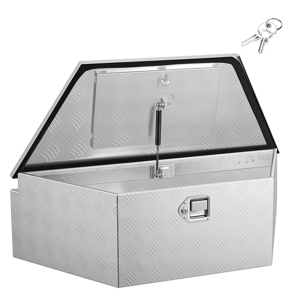 KFFKFF Aluminum Trailer Tongue Tool Box, 39" x 16.5" x 12" Storage Organizer with Lock & Keys, Durable Utility Chest for Truck Beds, RVs, SUVs, and Off-Road Vehicles, Silver