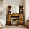thumbnail image 5 of 56in Makeup Vanity Desk with Stool&Mirror and LED Lights,Modern Dressing Table with Drawers & Adjustable Shelves, Makeup Table Set with Power Outlet,Vanity Desk and Stool Set for Bedroom ﻿, 5 of 5