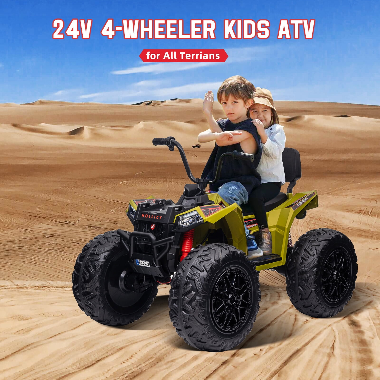 24V Kids ATV 4 Wheeler – 2 Seater Ride On Toy with 800W Motor, 4x4, Battery Powered, Lights, Spring Suspension – for Boys & Girls