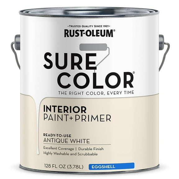 4-Pack of 1 gal Rust-Oleum 380221 Antique White Sure Color Interior Paint   Primer, Eggshell