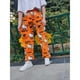 thumbnail image 2 of Pantalones de pijama BIUGNVW con dibujos animados de franela naranja M, 2 of 5