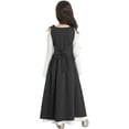 thumbnail image 4 of iixpin Victorian Maiden Pioneer Halloween Dress-up for Girls Medieval Bell Sleeve Maxi Dress Gown Black 8, 4 of 7
