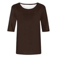 thumbnail image 5 of Womens 2026 Half Sleeve Tops Solid Color Summer Spring Tees Fashion Crewneck Blouse Loose Soft Trendy Clothing Dressy Lightweight Comfy Outfits Going Out Tops Ladies Fashion Trendy, 5 of 5