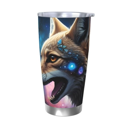 

KLL Colorful Starry Sky Fox Print 40oz Stainless Steel Insulated Car Cup with Spillproof Lid - Keep Your Drink Hot or Cold on the Go-Without Straw