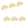 thumbnail image 4 of EeaseMX 1 juego de 6 palillos de papel para tartas, decoración de tartas con el lema "Feliz Día de Acción de Gracias" (dorados), 4 of 7