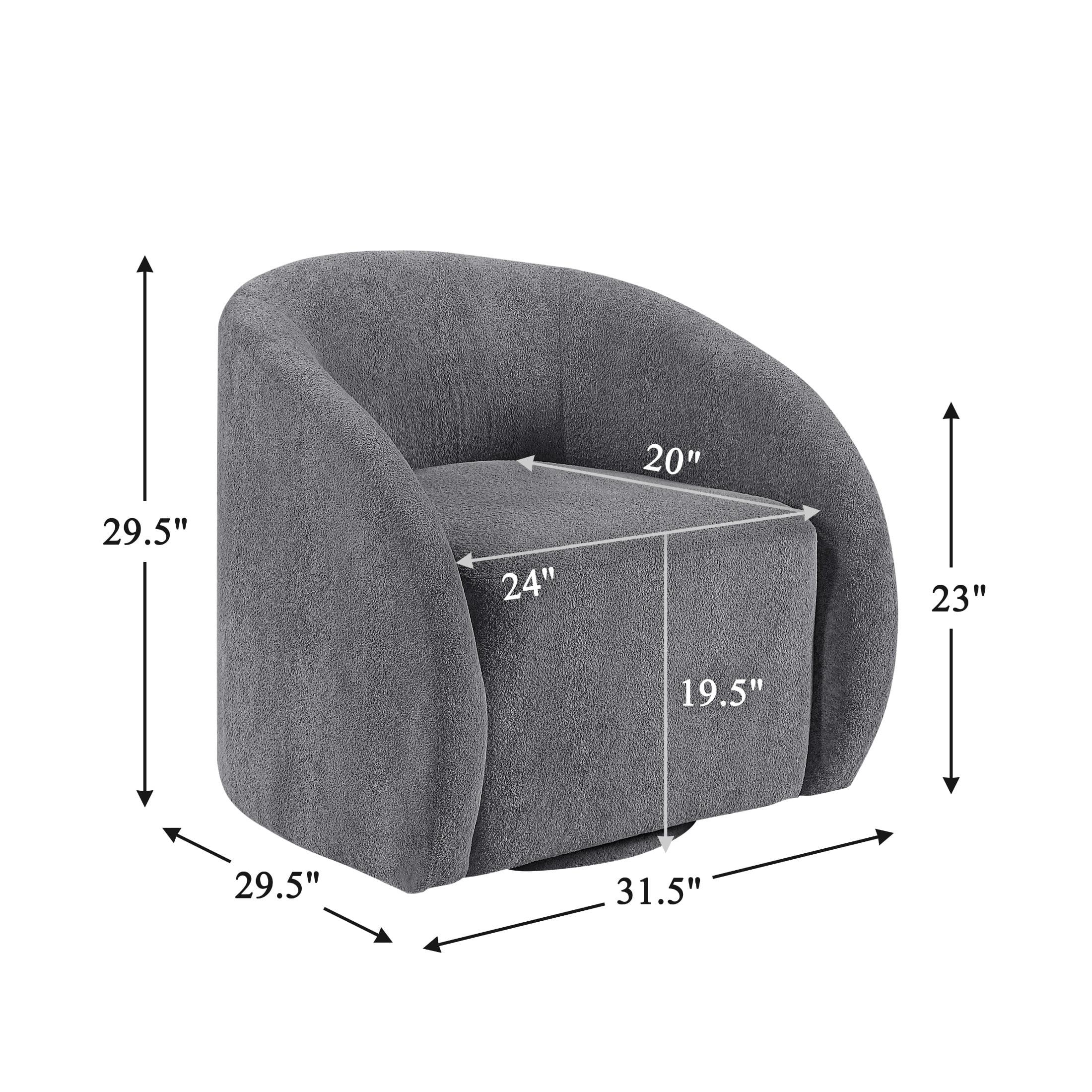 OakvillePark Lomi Contemporary Microfiber Swivel Chair, Dark Gray