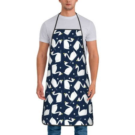

Gaeub Swan Print Apron for Men and Women Waterproof Apron for Cooking Dishwashing Lab Butcher Dog Grooming