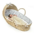 Badger Basket Natural Hooded Moses Basket Gray Chevron Bedding