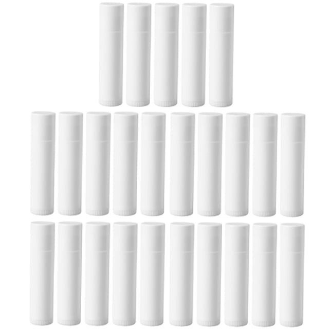 30pcs 5g DIY Empty Lip Balm Tubes Lip Pomade Storage Container Plastic Storage Tubes (White)