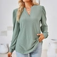 thumbnail image 3 of Scyoekwg Long Sleeve Shirts for Women Trendy Womens Clothes V-Neck Elegant Tunic Shirts Solid Color Loose Lightweight Vintage Casual Fall Clothes Pullover, 3 of 6