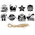 thumbnail image 1 of Graduation Party Decorations 8-Piece Hanging Tag Pendant Set with Cap and Star Designs Green Blue Red Orange Yellow Gold Colors, 1 of 6