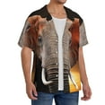thumbnail image 4 of Xecao offers the Elephant Sunset in Kenya for Men's Casual Short-sleeved Shirt, a button-up collared shirt with a pocket, perfect for beach vacations and yacht travel in the 3X-Large size., 4 of 7