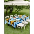 thumbnail image 4 of Outdoor Tablecloth with Umbrella Hole for Patio/Picnic/Party/Camping, Yellow Truck Waterproof Table Cloth Rectangle Table Cover Washable, Stars Navy Blue Checkered Modern Farmhouse Art (60"x 102"), 4 of 8