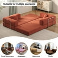 thumbnail image 7 of Orange convertible teddy sofa bed set with 2 pillows, 5-in-1 modular three-seater sofa for small spaces, removable machine-washable fabric, pet-friendly, suitable for large and small l, 7 of 7