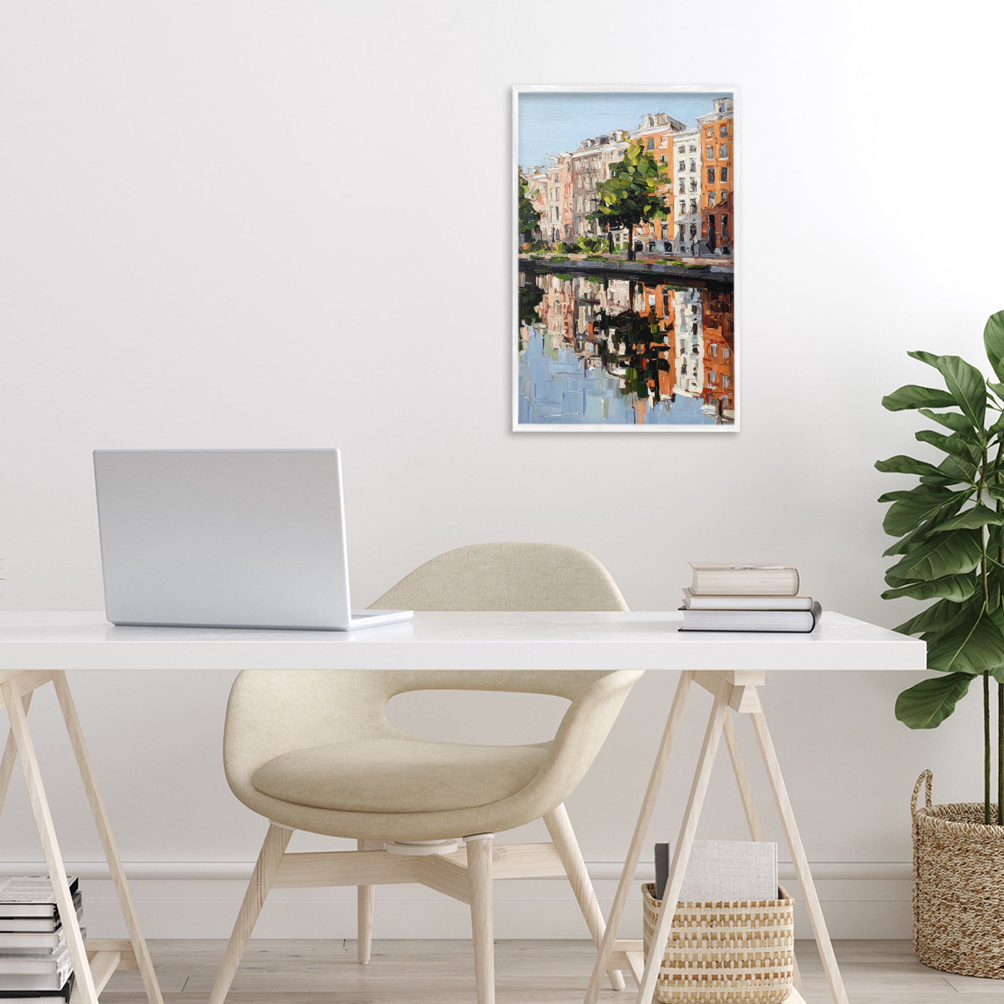 Stupell Industries Waterside Apartments on Canal White Framed Giclee Art, design by Petal Prints Design