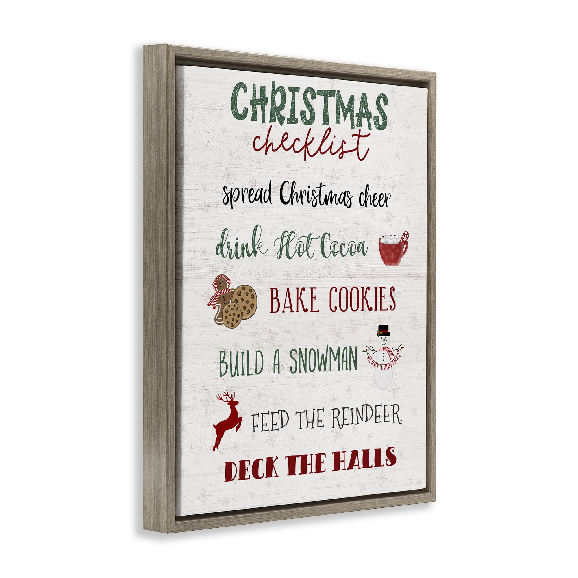 Stupell Industries Rustic Christmas Checklist Holiday Painting Brown Floater Framed Canvas Art Prints Wall Art, 17 x 21