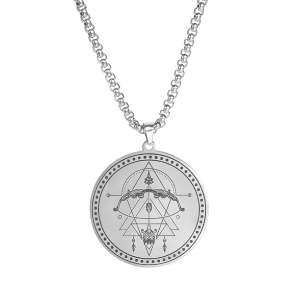 TEAMER Stainless Steel 12 Constellation Necklace Men Capricorn Libra Aries Leo Virgo Taurus Horoscope Zodiac Necklaces (Silver-Sagittarius)