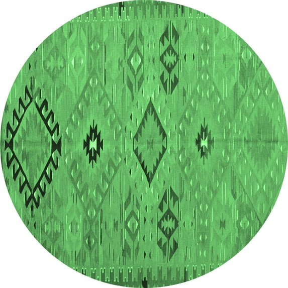 Ahgly Company Indoor Round Persian Emerald Green Traditional Area Rugs, 5' Round