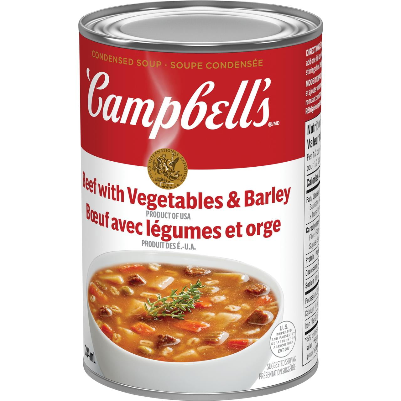 Soupe condensée Campbell'sMD, Boeuf avec légumes et orge, longue conservation Soupe condensée, 284 ml