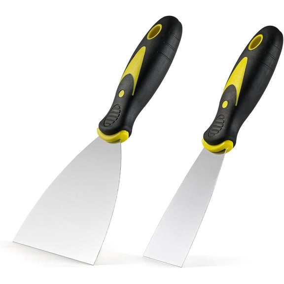 Putty Knife Scraper Set, 2" 4" Spackle Knife 2Pack, Stainless Steel Paint Scraper for Drywall Repairing and Clearing, Wallpaper Removal, Putty Applying, Plaster Scraping