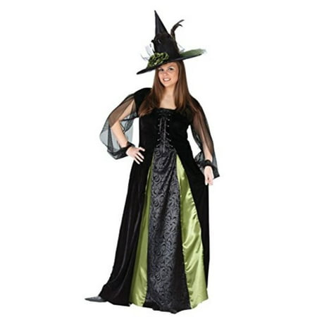 funworld women's plus goth maiden witch, black, 16w-24w costume