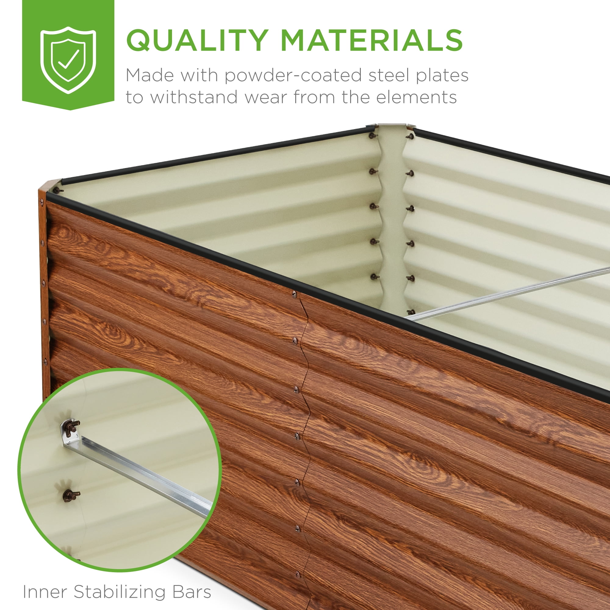 Best Choice Products 6x3x2ft Outdoor Metal Raised Garden Bed for Vegetables Flowers Herbs - Rustic Wood