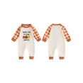 thumbnail image 2 of Miaouyo Baby Jumpsuit, Long Sleeve Crew Neck Letters Pumpkin Plaid Newborn Romper Halloween Baby Clothes for Girls Boys, 2 of 9