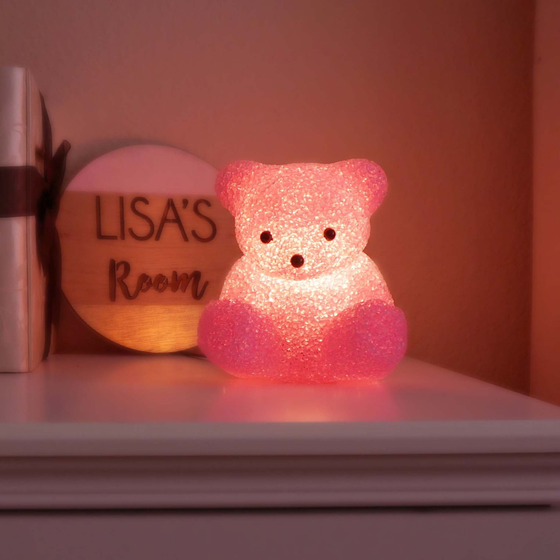 New Pink Teddy Bear Desk Table Glow Lamp Night Light Bears 