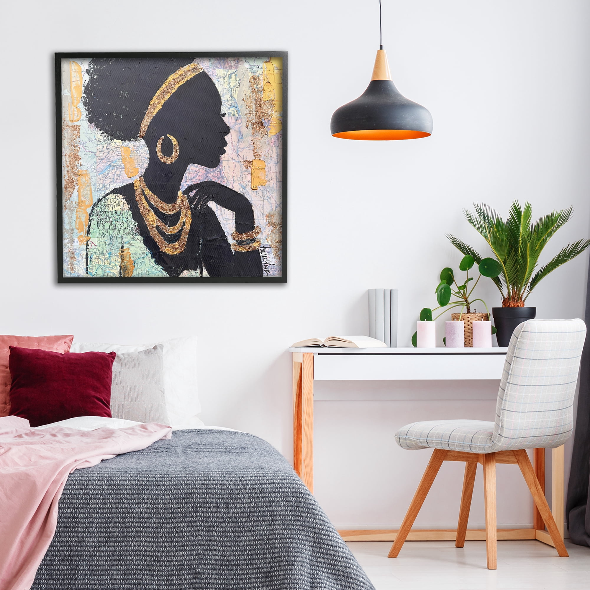 Stupell Industries Jewelry Clad Girl Silhouette Black Framed Giclee Art, design by Lauren Luna