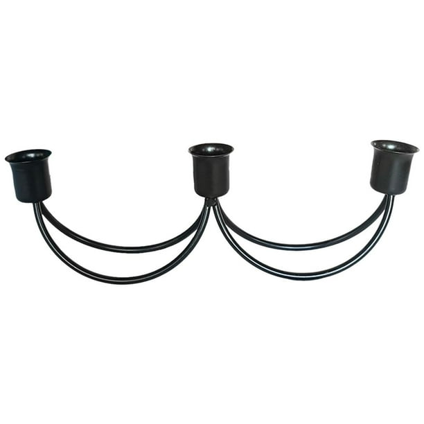Candelabro retro para centro de mesa, decoración de escritorio, vela de té para Black 3 brazos