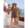 thumbnail image 6 of PINKSIR Short Sets for Women 2 Piece Outfits V Neck Short Sleeve Top and Shorts Lounge Set with Pockets, 6 of 10