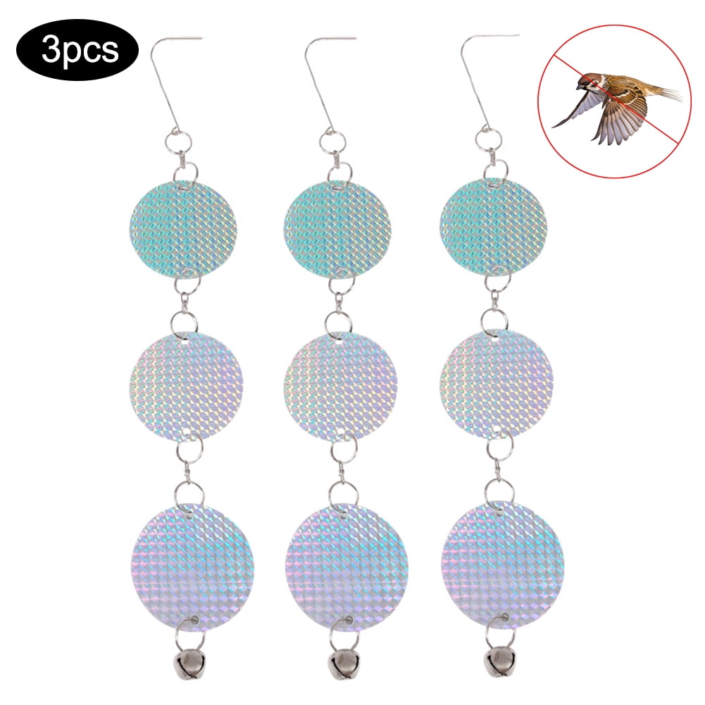3pcs Double Sided Woodpecker Repellent Discs Holographic Reflective