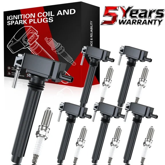 6 Pack Ignition Coils and 6 Spark Plugs Kit For Jeep Grand Cherokee 3.6L V6 2011-2015
