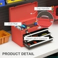 thumbnail image 4 of DURHAND Coffre à Outils à 3 Tiroirs avec Fermeture à Loquet en Métal Coffre à Outils Portable Rouge, 4 of 9