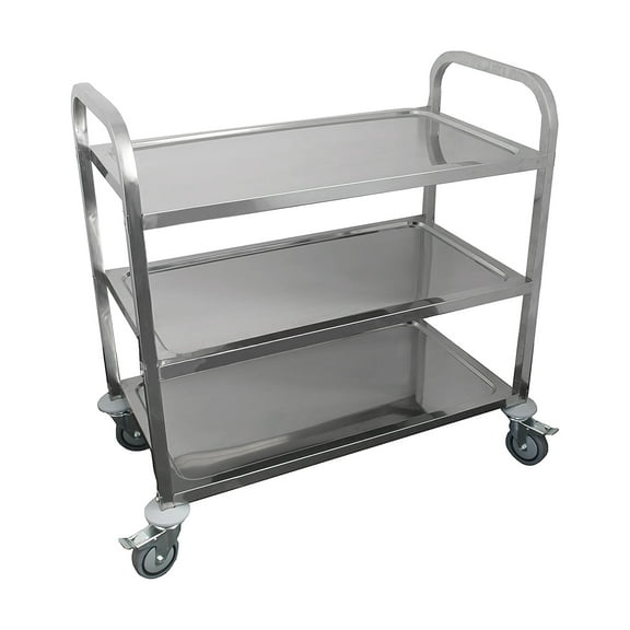 38 in. Long x 20 in. Wide Stainless Steel Dining Cart-3 Shelf Heavy Duty Utility Cart on Wheels