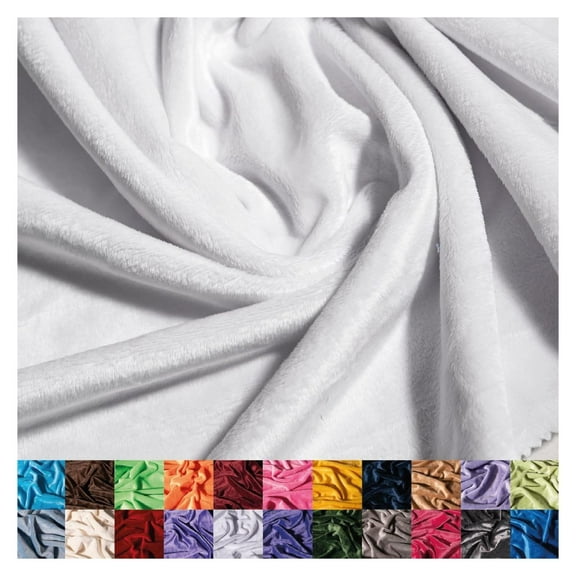 Solid Minky Fabric by The Yard - Soft, Smooth and Luxury 58/60" Extra Wide White Minky Fabric for Blankets, Apparel, Baby Accessories, Throws, Pillows & More - White - 3 Yards